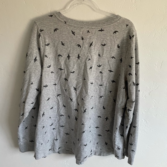 EVRI pullover sweater tee grey birds 1X - Picture 5 of 6